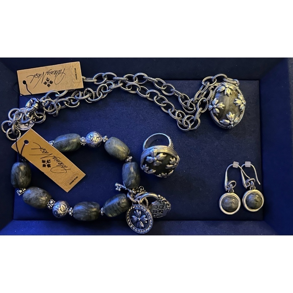 Patricia Nash Chunky Gray Labradorite Jewelry--Full Set, NWT & NWOT